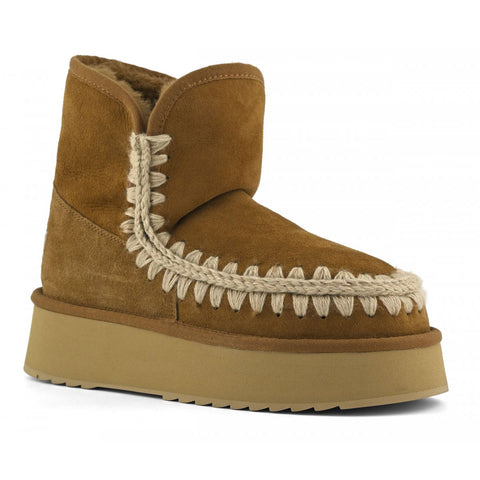 Platform Boot Suede Cognac