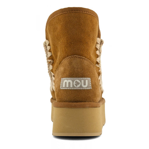Platform Boot Suede Cognac