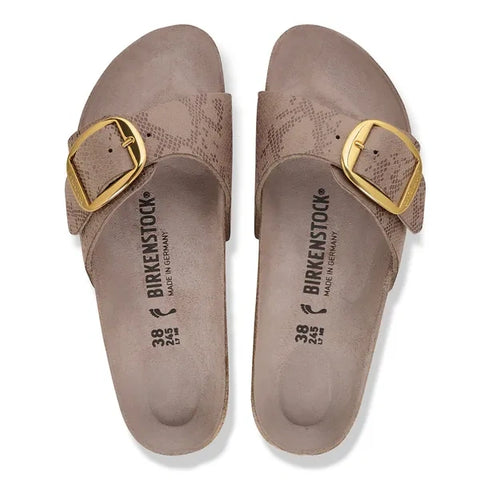 Madrid Big Buckle Python Gris Taupe