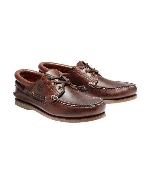 Chaussures bateau classiques 3 œillets rembourrées marron