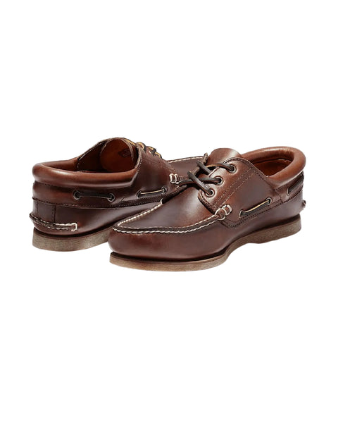 Chaussures bateau classiques 3 œillets rembourrées marron