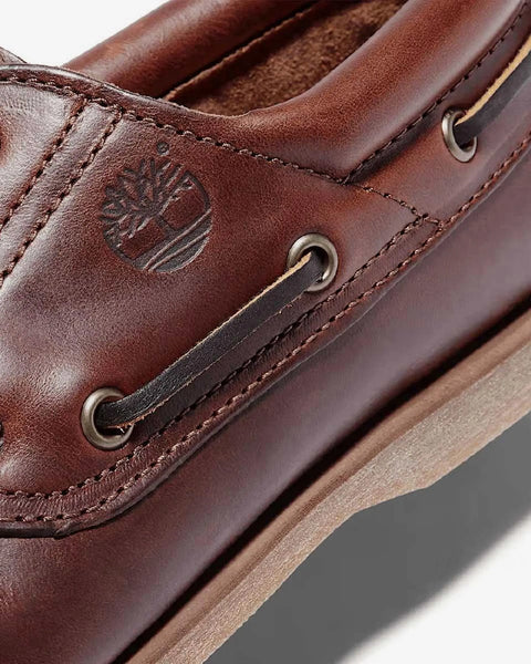 Chaussures bateau classiques 3 œillets rembourrées marron